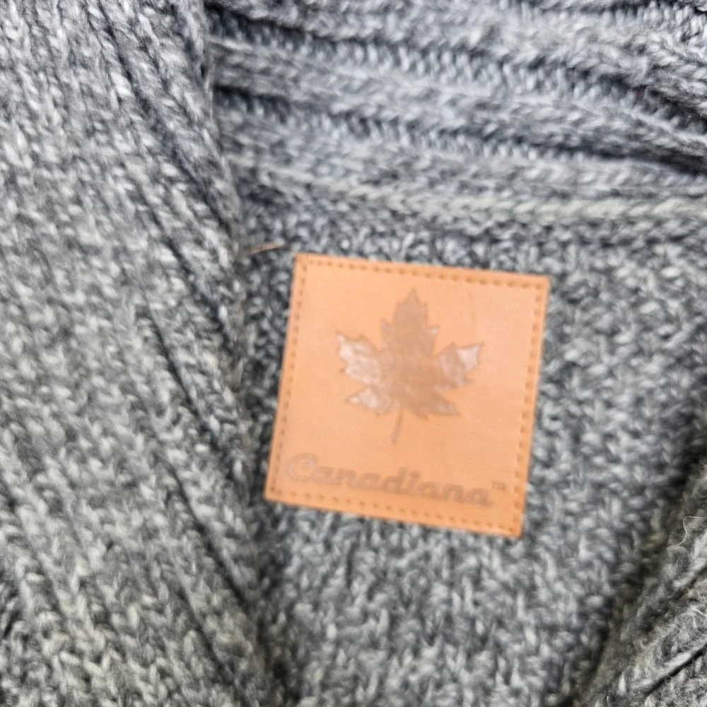 Canadiana Shawl Collar Cardigan‎ Sweater Mens Small Gray Cable Knit Chunky!